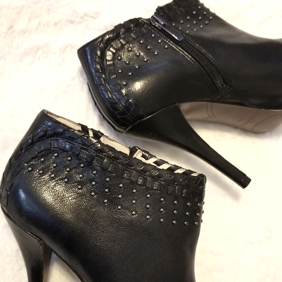 Enzo Angiolini Leather Studded Heeled Booties - Picture 4 of 7